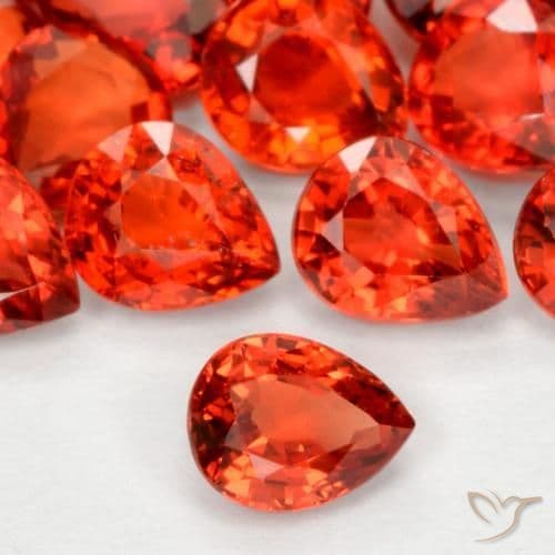 0.42ct Natural Medium Red Sapphire, Pear Shape, 5.1x4.2 mm