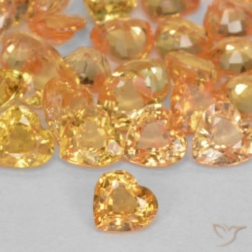 0.25ct Natural Orange-Gold Sapphire, Heart Shape, 3.7x3.7 mm