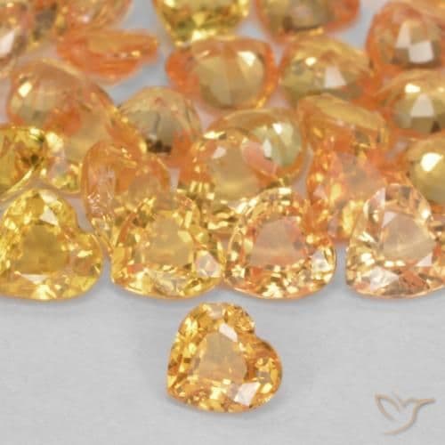 0.25ct Natural Orange-Gold Sapphire, Heart Shape, 3.7x3.7 mm