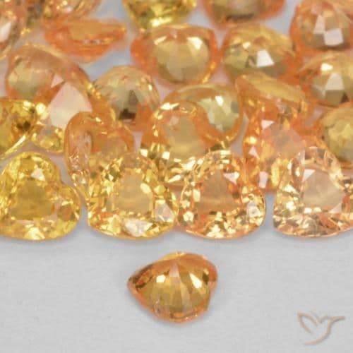 0.25ct Natural Orange-Gold Sapphire, Heart Shape, 3.7x3.7 mm