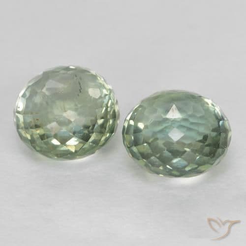 1.06ct Natural Very Light Green Sapphire, Round Cut, 4.12 mm