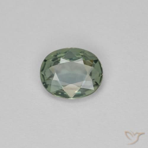 0.59ct Natural Greenish Grey Sapphire, Oval Cut, 6.1x4.9 mm