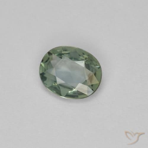 0.59ct Natural Greenish Grey Sapphire, Oval Cut, 6.1x4.9 mm