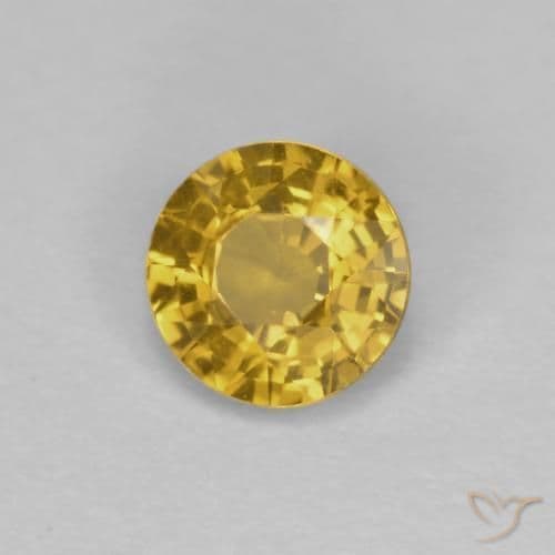 0.42ct Deep Golden Orange Sapphire, Round Cut, 4.51 mm