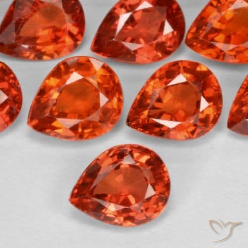 0.43ct Natural Orange Sapphire, Pear Shape, 5.2x4.1 mm