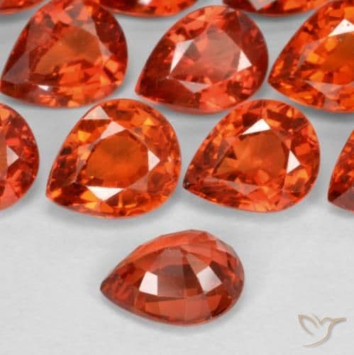0.43ct Natural Orange Sapphire, Pear Shape, 5.2x4.1 mm