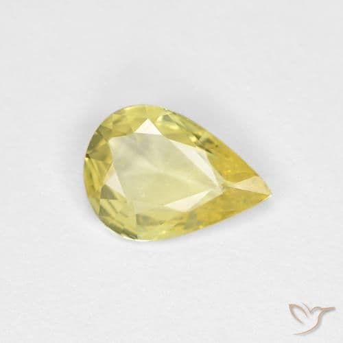 1.37ct Natural Light Yellow Sapphire, Pear Shape, 8.4x5.9 mm