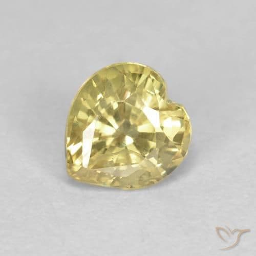 0.53ct Dijon Yellow Sapphire, Heart Shape, 4.7x4.5 mm