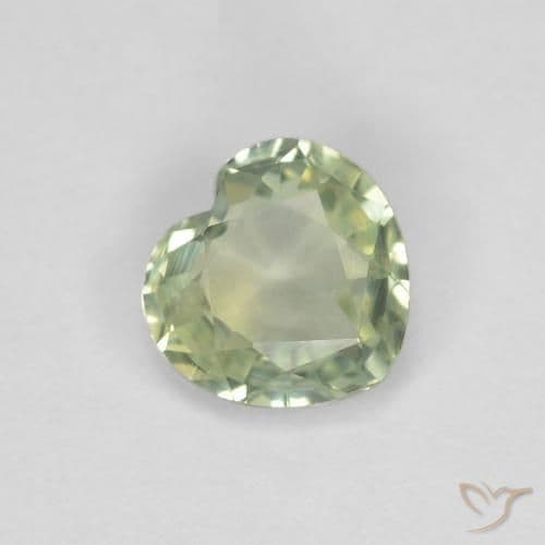 0.37ct Light Sage Green Sapphire, Heart Shape, 4.5x4.3 mm