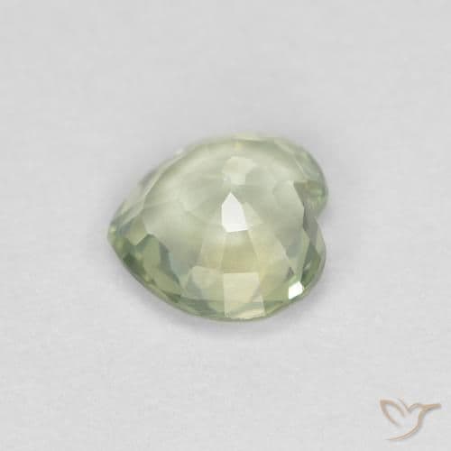 0.37ct Light Sage Green Sapphire, Heart Shape, 4.5x4.3 mm