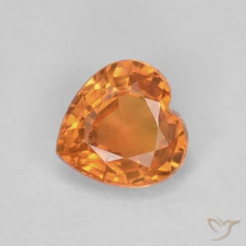 0.41ct Medium Orange Sapphire, Heart Shape, 4.5x4.4 mm