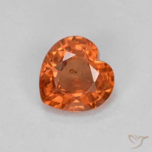 0.41ct Medium Orange Sapphire, Heart Shape, 4.5x4.4 mm