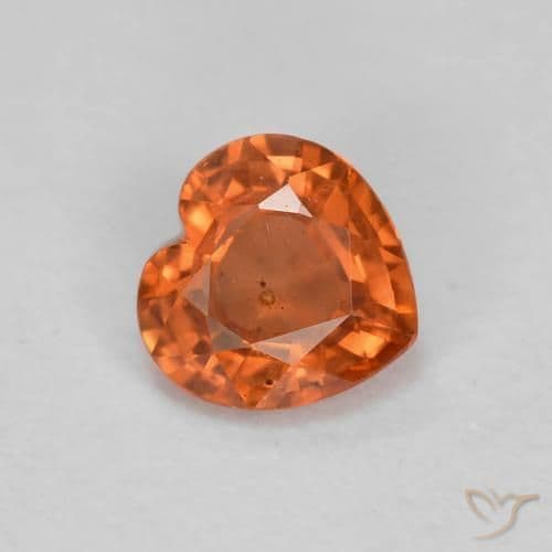 0.43ct Medium Orange Sapphire, Heart Shape, 4.6x4.5 mm