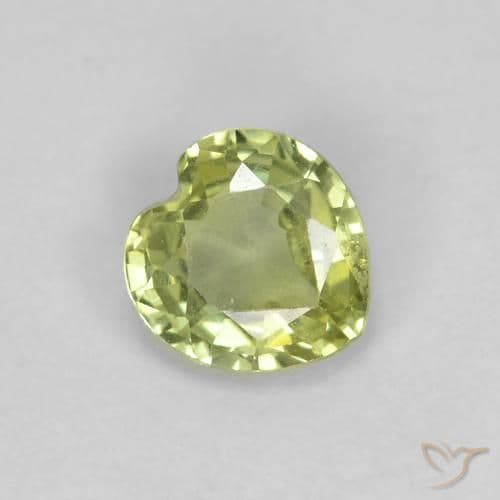 0.39ct Pale Lime Green Sapphire, Heart Shape, 4.5x4.4 mm