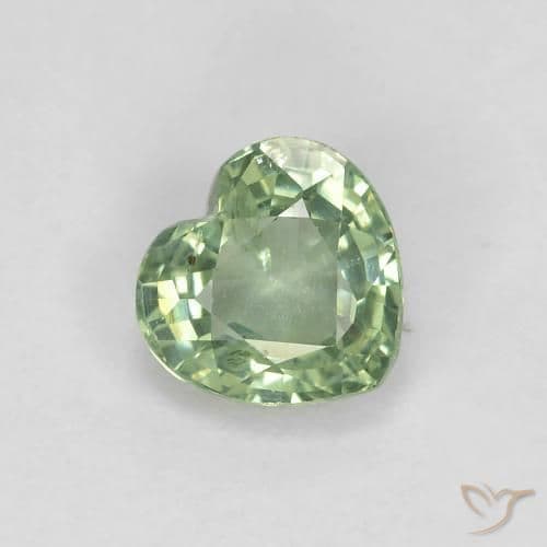 0.48ct Light Sage Green Sapphire, Heart Shape, 4.7x4.5 mm