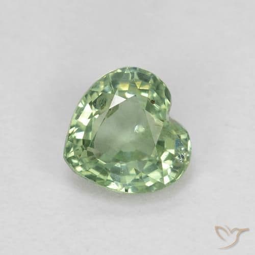 0.48ct Light Sage Green Sapphire, Heart Shape, 4.7x4.5 mm