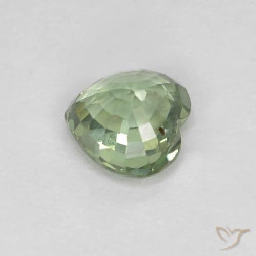 0.48ct Light Sage Green Sapphire, Heart Shape, 4.7x4.5 mm