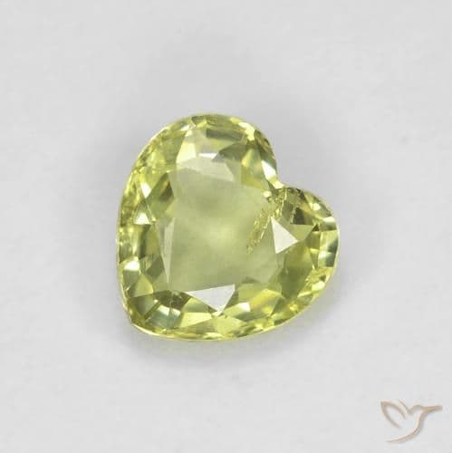 0.44ct Yellow Green Sapphire, Heart Shape, 4.6x4.6 mm