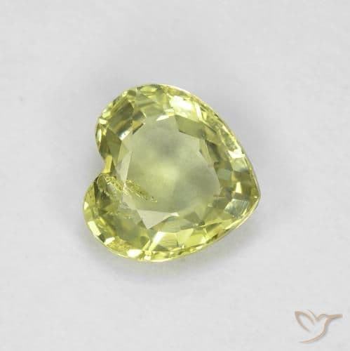 0.44ct Yellow Green Sapphire, Heart Shape, 4.6x4.6 mm