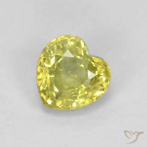 0.79ct Natural Yellow Sapphire, Heart Shape, 4.6x4.4 mm