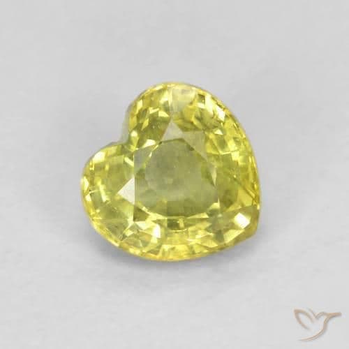 0.57ct Medium Yellow Sapphire, Heart Shape, 4.6x4.6 mm