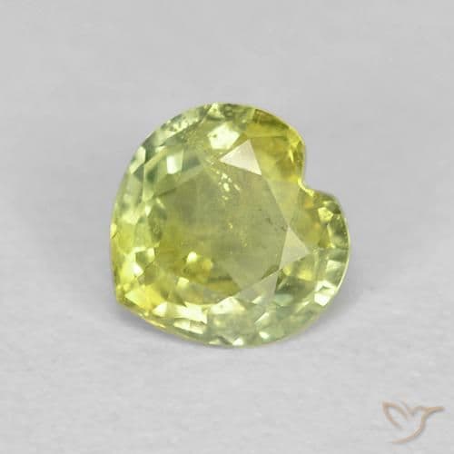 0.41ct Natural Light Green Sapphire, Heart Shape, 4.8x4.7 mm