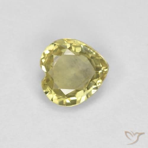 0.42ct Light Pineapple Yellow Sapphire, Heart Shape, 4.6x4.5 mm
