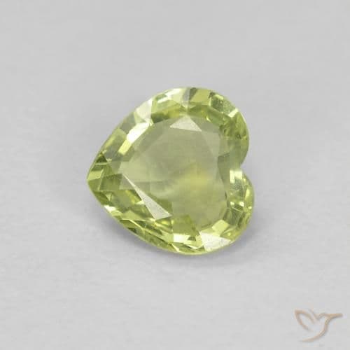 0.37ct Light Greenish Yellow Sapphire, Heart Shape, 4.6x4.6 mm