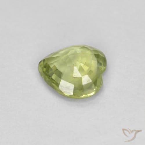 0.37ct Light Greenish Yellow Sapphire, Heart Shape, 4.6x4.6 mm