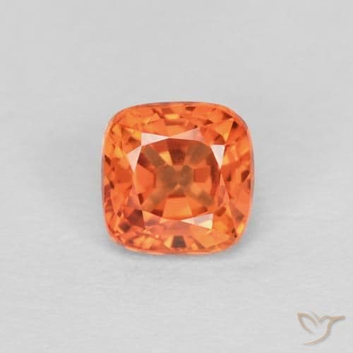 0.53ct Amber Orange Sapphire, Cushion Cut, 4.2x4.2 mm