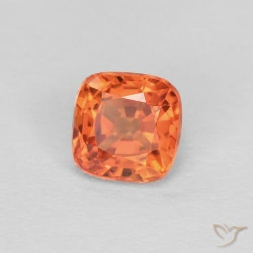 0.39ct Natural Fire Orange Sapphire, Cushion Cut, 3.7x3.7 mm