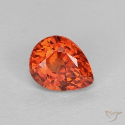 0.43ct Natural Warm Orange Sapphire, Pear Shape, 4.8x3.8 mm
