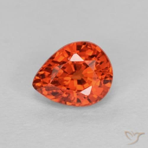 0.43ct Natural Warm Orange Sapphire, Pear Shape, 4.8x3.8 mm