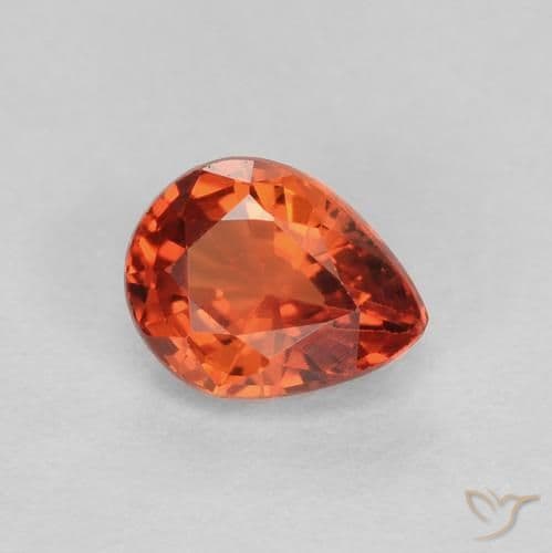 0.42ct Natural Amber Orange Sapphire, Pear Shape, 4.9x3.8 mm