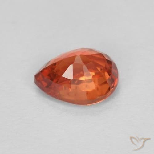 0.42ct Natural Amber Orange Sapphire, Pear Shape, 4.9x3.8 mm