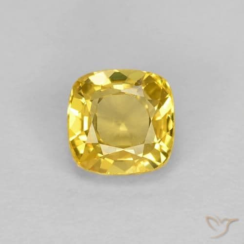 0.49ct Light Orange-Gold Sapphire, Cushion Cut, 4.1x4.1 mm