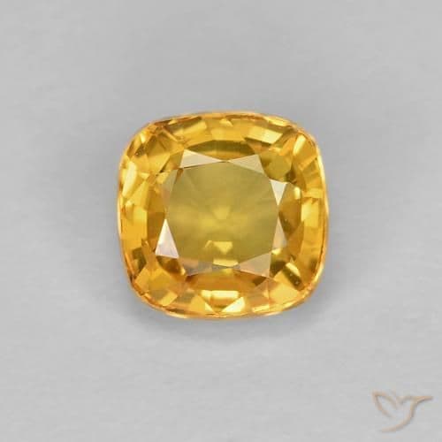 1.36ct Natural Golden Sapphire, Cushion Cut, 4.8x4.7 mm