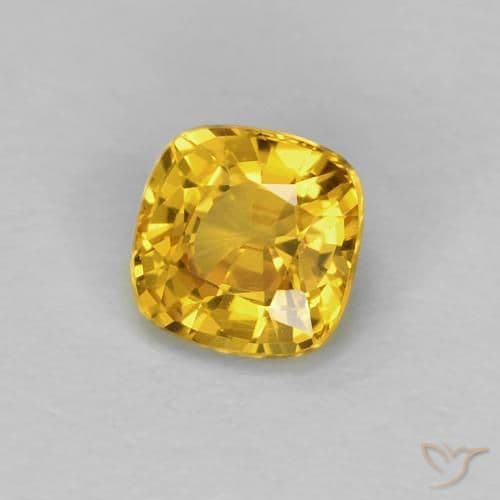 0.55ct Natural Golden Sapphire, Cushion Cut, 4.4x4.3 mm