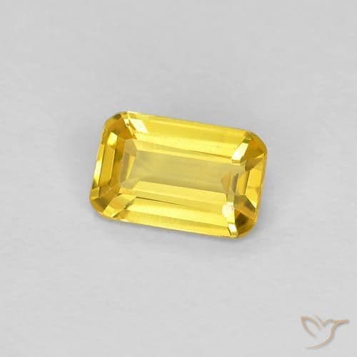 0.34ct Yellowish Gold Sapphire, Emerald Cut, 4.9x3.1 mm