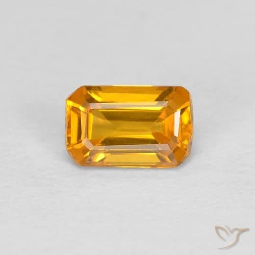 0.68ct Natural Orange-Gold Sapphire, Emerald Cut, 5.1x4 mm