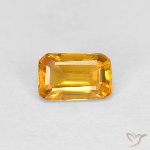 0.68ct Natural Orange-Gold Sapphire, Emerald Cut, 5.1x4 mm
