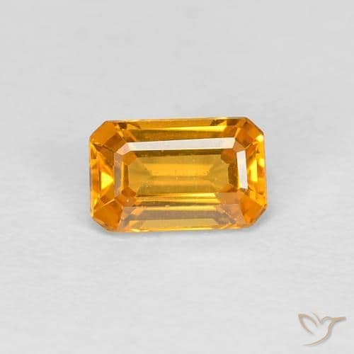 0.68ct Natural Orange-Gold Sapphire, Emerald Cut, 5.1x4 mm