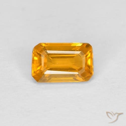 0.68ct Natural Orange-Gold Sapphire, Emerald Cut, 5.1x4 mm