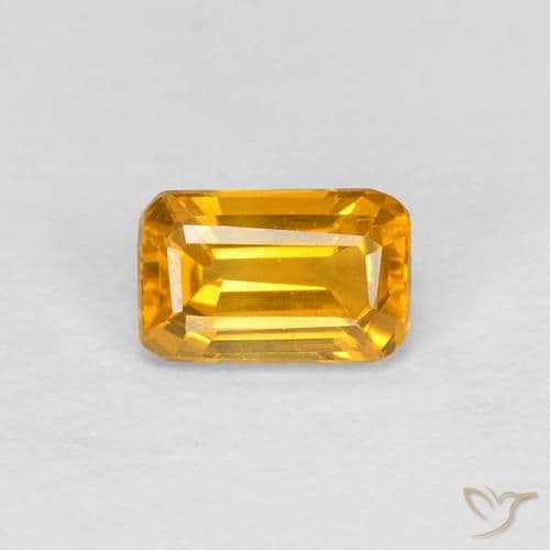 0.41ct Natural Orange-Gold Sapphire, Emerald Cut, 5x3.2 mm