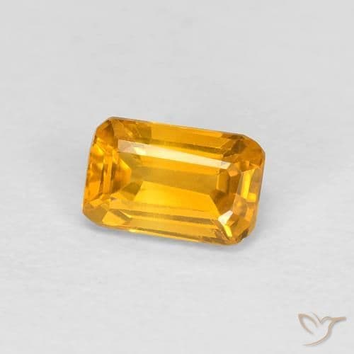 0.42ct Natural Orange-Gold Sapphire, Emerald Cut, 5x3.2 mm