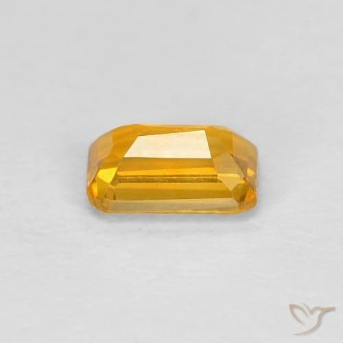 0.42ct Natural Orange-Gold Sapphire, Emerald Cut, 5x3.2 mm
