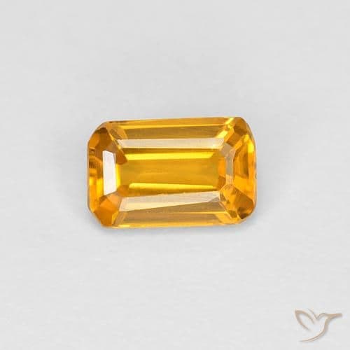 0.41ct Natural Orange-Gold Sapphire, Emerald Cut, 5x3.2 mm