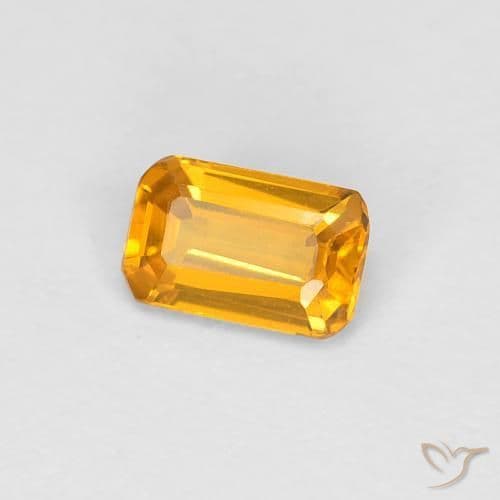 0.36ct Medium Orange-Gold Sapphire, Emerald Cut, 5x3.1 mm