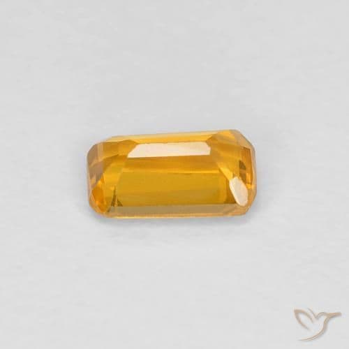 0.36ct Medium Orange-Gold Sapphire, Emerald Cut, 5x3.1 mm