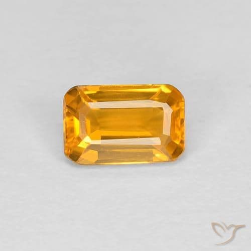 0.41ct Natural Orange-Gold Sapphire, Emerald Cut, 5x3.2 mm